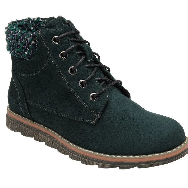 Ankle boots for winter-Lotus Drew Ladies Green Textile Zip & Lace Ankle Boots