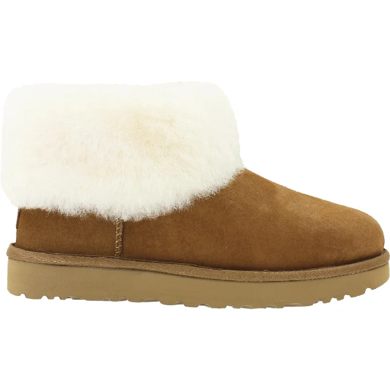 Booties with sleek fashion-Women's UGG Classic Mini Fluff Chestnut Sheepskin