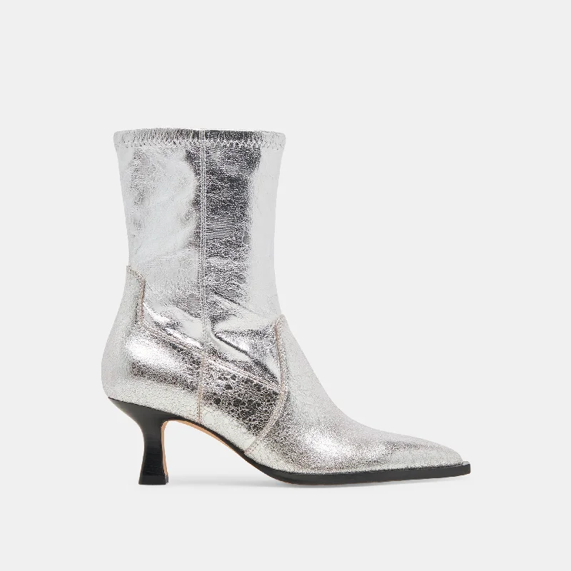 ARYA WIDE CALF BOOTS SILVER DISTRESSED LEATHER