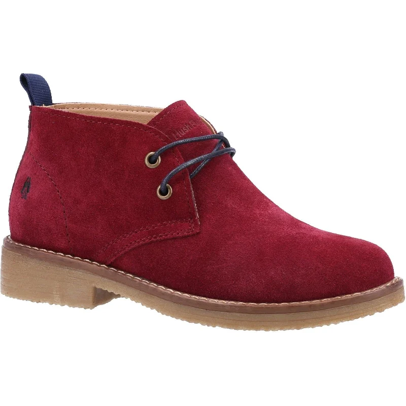 Ankle boots with bronze buckles-Hush Puppies Marie Ladies Burgundy Suede Lace Up Ankle Boots