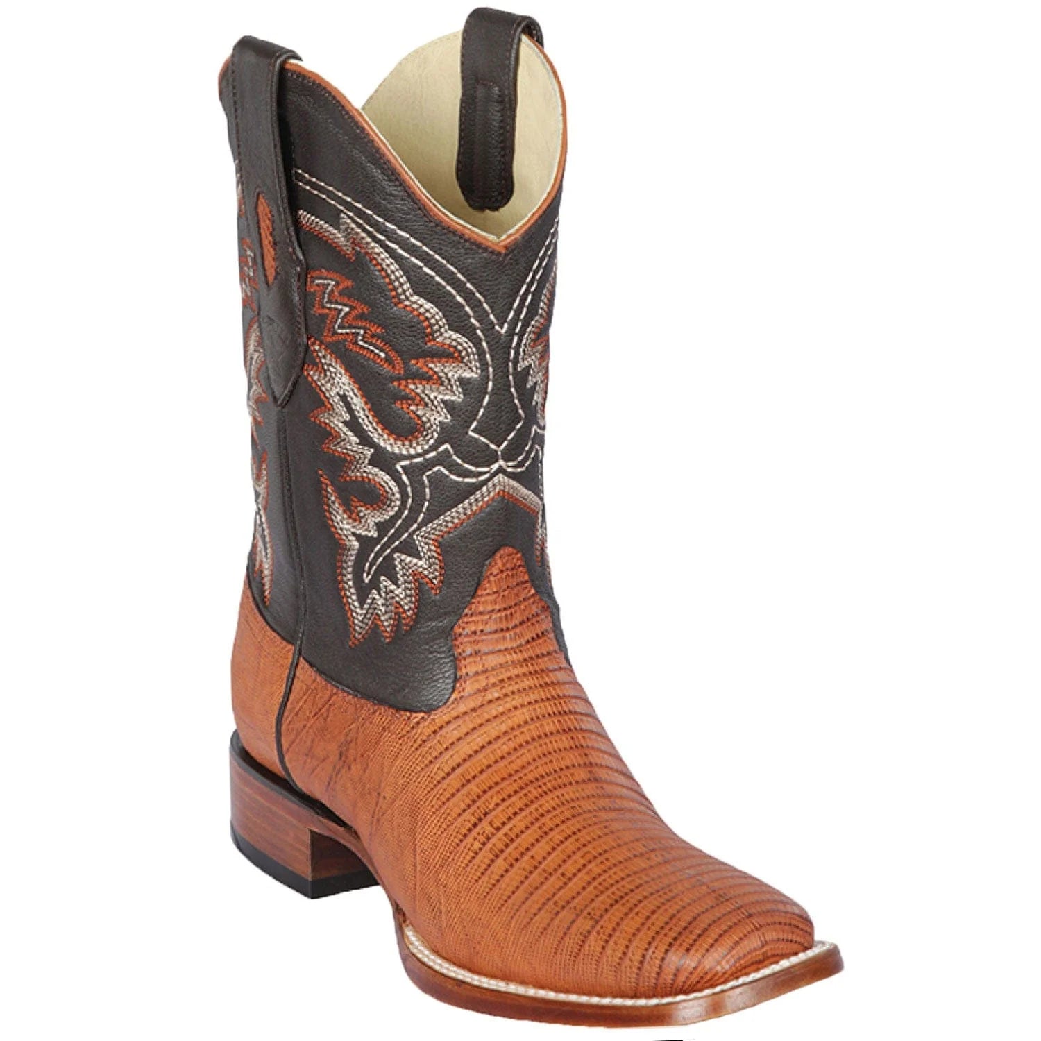 cowboy boots for men with cushioned footbed for extra comfort-Cowboy boots with tractionLos Altos 8220751 Men's Honey Genuine Teju Wide Square Toe Cowboy Boots