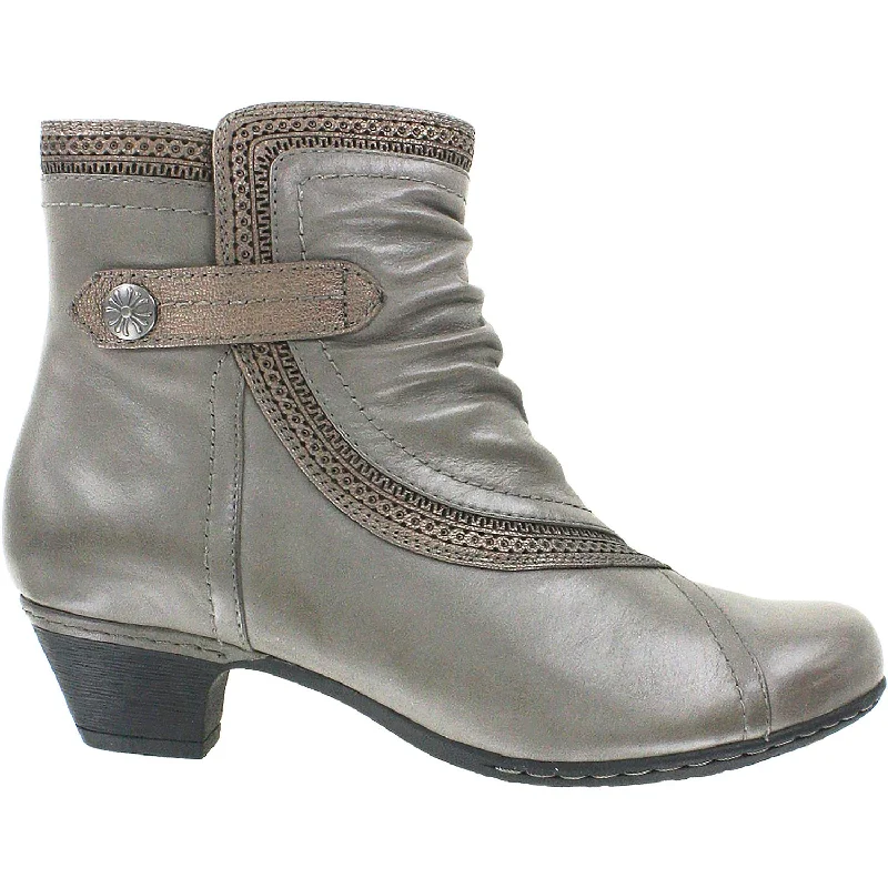 Booties for minimalist style-Women's Rockport Cobb Hill Abbott Panel Boot Grey Leather