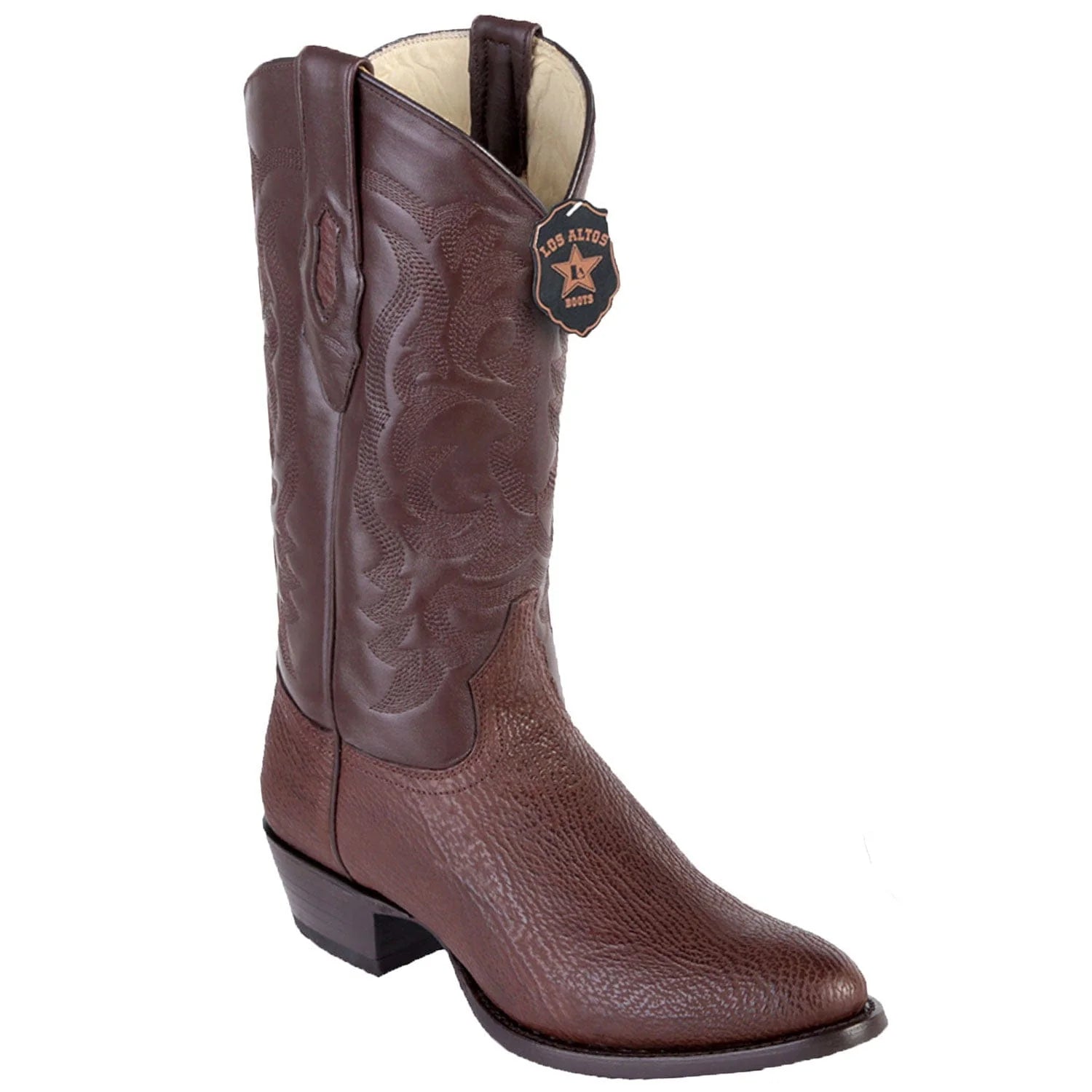 cowboy boots for women with genuine cowhide leather for premium quality-Cowboy boots for joint supportLos Altos 659307 Men's Brown Genuine Shark Round Toe Cowboy Boots